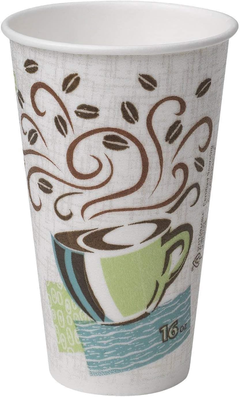 Dixie Perfectouch Insulated Paper Hot Cup, Coffee Haze Design, 75 Count 16oz