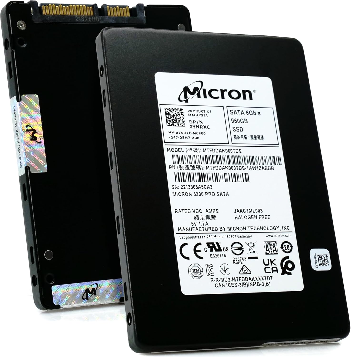 Micron SSD 960GB 5300 Pro 2.5 SATA 6 Gb/s MTFDDAK960TDS Enterprise Solid State Drive