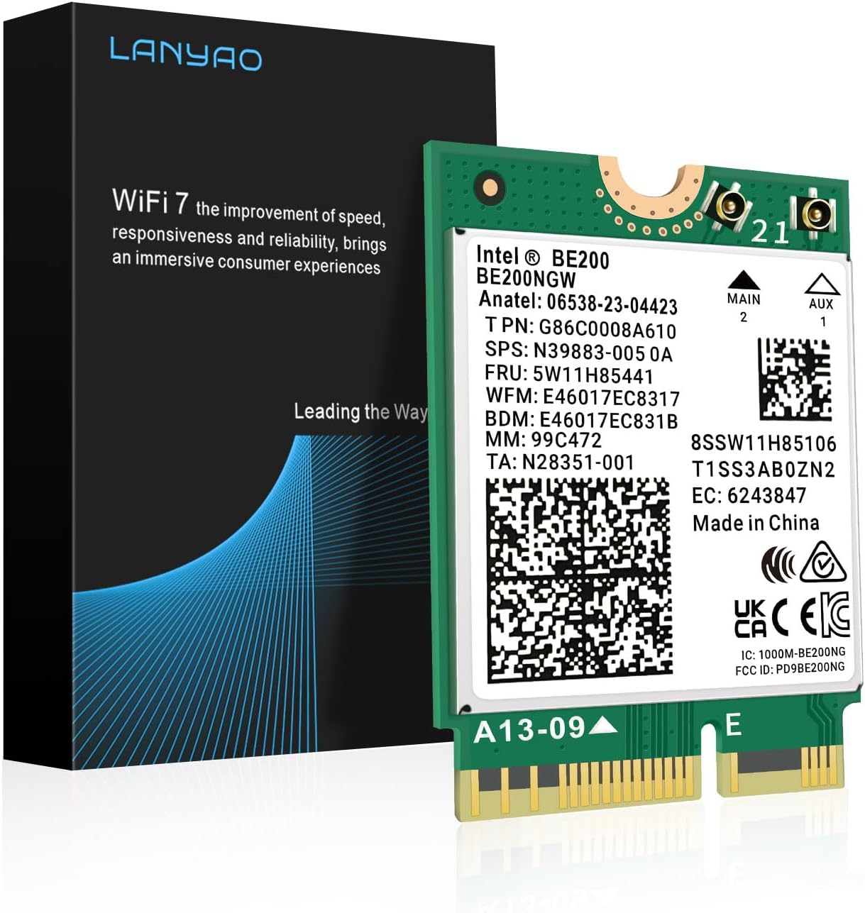 WiFi 7 Wireless Network Card BE200 chipset, Bluetooth 5.4, 5800Mbps M.2/NGFF Network Adapter for Laptop Support Windows10/11, Not Support AMD CPU