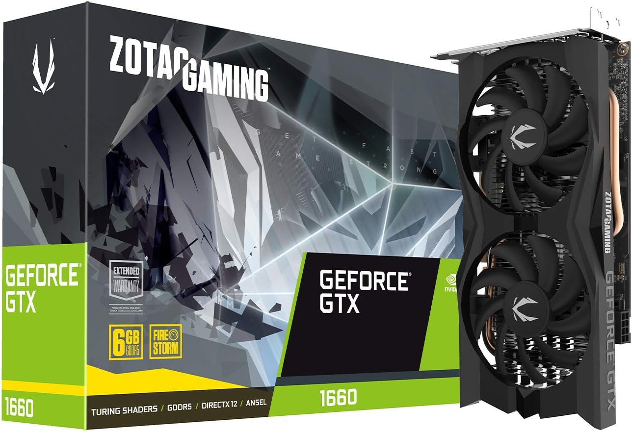 ZOTAC GeForce GTX 1660 6GB GDDR5 192-bit Gaming Graphics Card, Super Compact, ZT-T16600K-10M