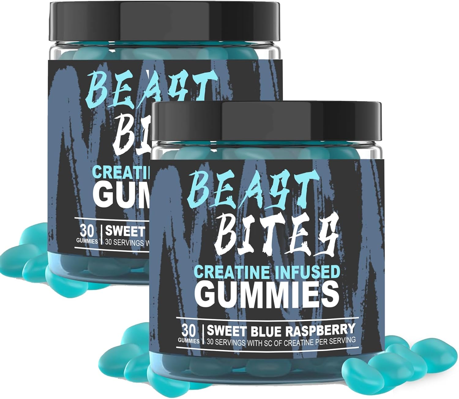 DYALE Beast Bites Creatine Bites – 5g Creatine Monohydrate Per Serving – No Sugar or Artificial Colors – Low-Calorie, Vegan & Halal – Made in The USA – Blue Raspberry Flavor – 30 Gummies (2pcs)