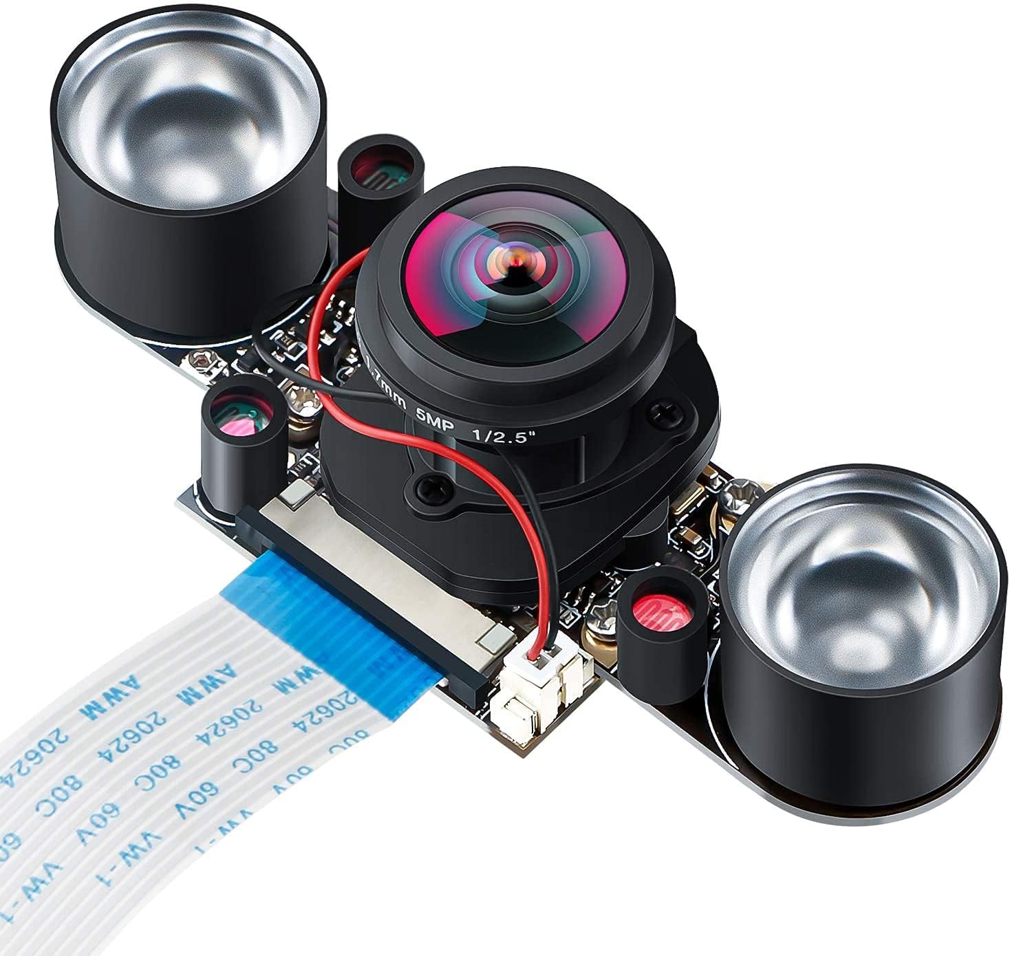 MakerFocus Raspberry Pi 4 Camera 5MP OV5647 Fisheye Camera Automatically Switching Between Day and Night Vision IR-Cut Webcam Compatible with Raspberry Pi 4B/3B+/3B/2B