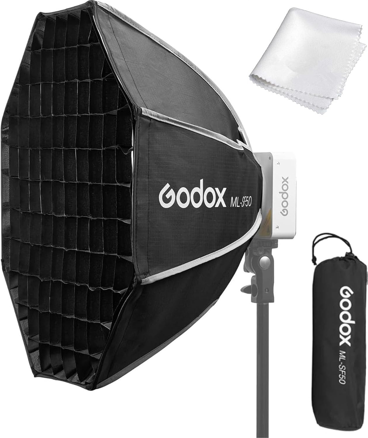 Godox ML100Bi Softbox, Godox ML-SF50 Octagon Softbox, 50cmX50cm/19.6Inchx19.6Inch Godox Mount Softbox for Godox ML100Bi, ML60IIBi, ML60Bi, ML60, ML30Bi, ML30 LED Video Light