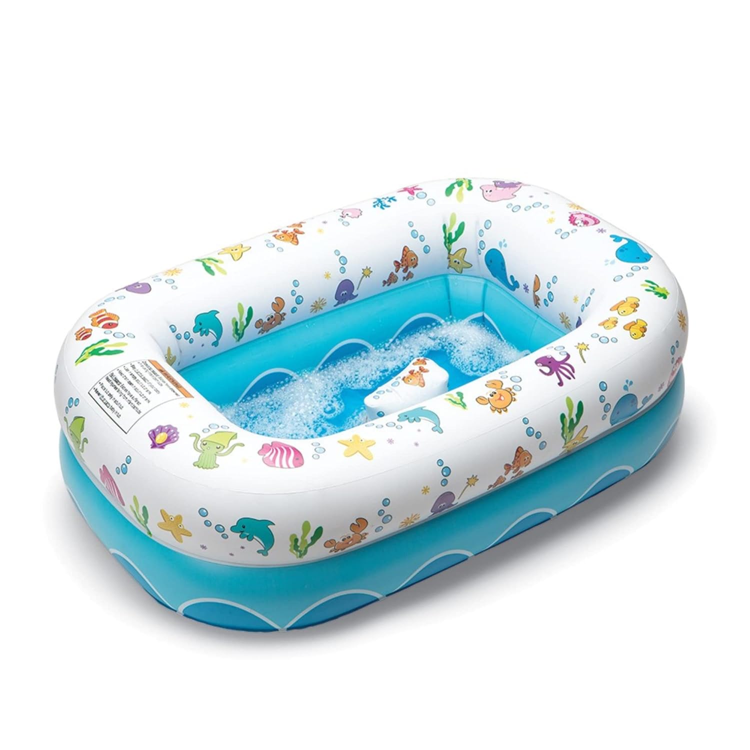 Mommy’s Helper | Inflatable Under The Sea Baby Bathtub, Collapsible Safe Baby Bath Tub with Anti-Sliding Saddle Horn Seat, Must Have Travel Toddler Bath, Portable Bathtub Recommended Months 6 to 24