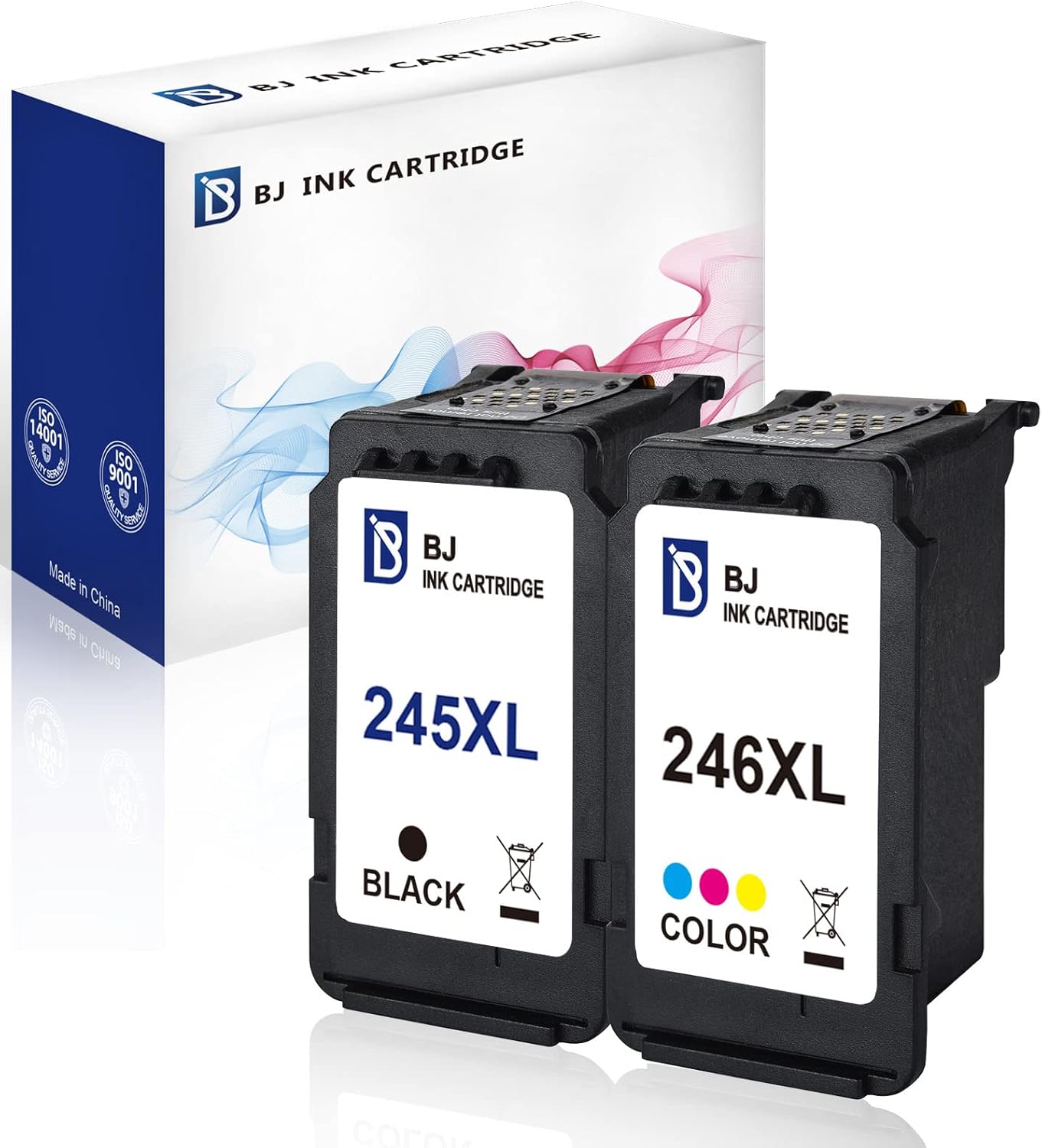 BJ Ink Cartridges Replacement for Canon PG-245XL CL-246XL Compatible with Canon PIXMA IP2820 MG2420 MG2520 MG2522 MG2924 MG3020 MG3022 MX490 MX492 Printer(1 Black,1 Tri-Color)