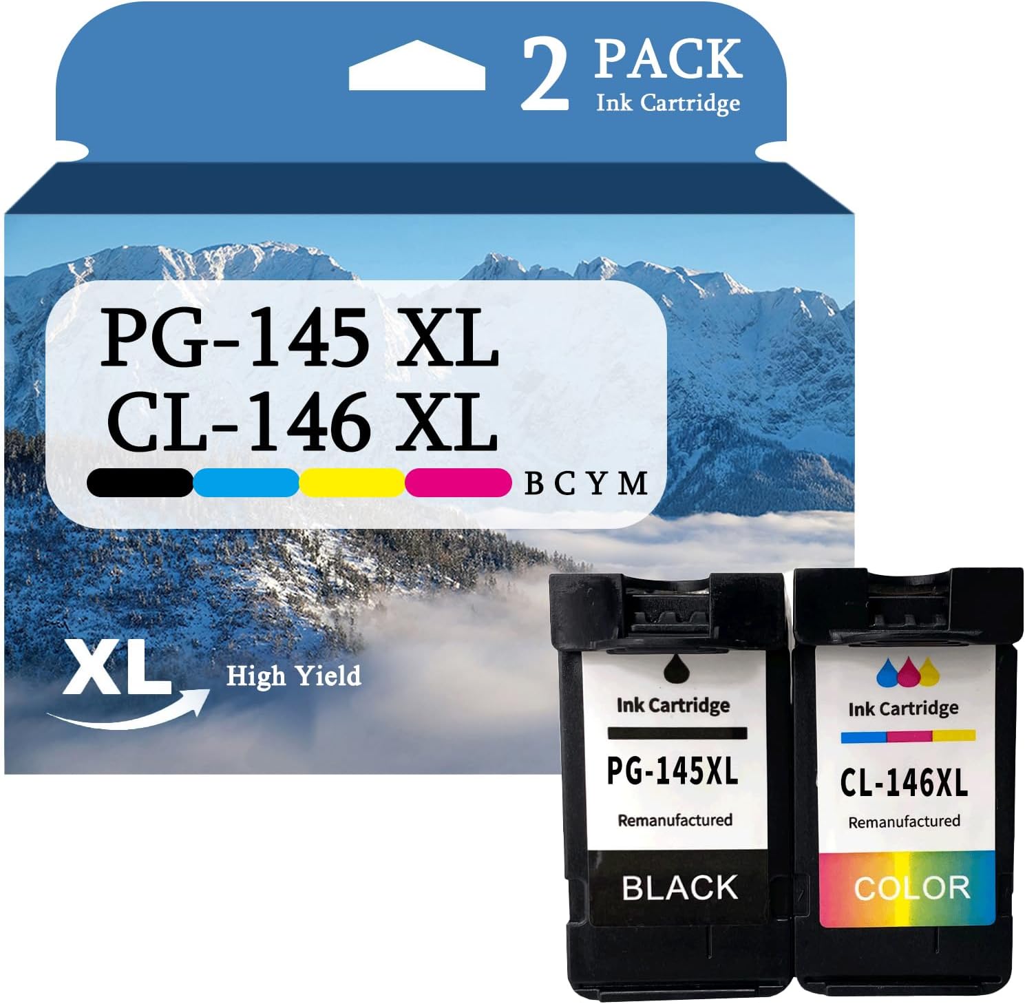 PG-146XL CL-146XL Ink Cartridge Compatible for Canon PG-146 CL-146 Ink Cartridges 2-Pack(Black Color) Work for Canon Pixma iP2820 MX491 MG2410 MG2510 MG2910 MG3010 TS201 Printers