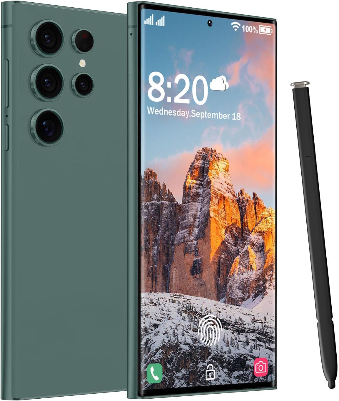 C24 Ultra 5G Unlocked Smartphone,6GB+256GB Fully Unlocked Cell Android 13 with 128GB Memory Card Cell Phone,Battery 6800mAh 6.8″ HD Screen Built in Pen The Face ID/5G/Fingerprint Lock/GPS (Dark Green)