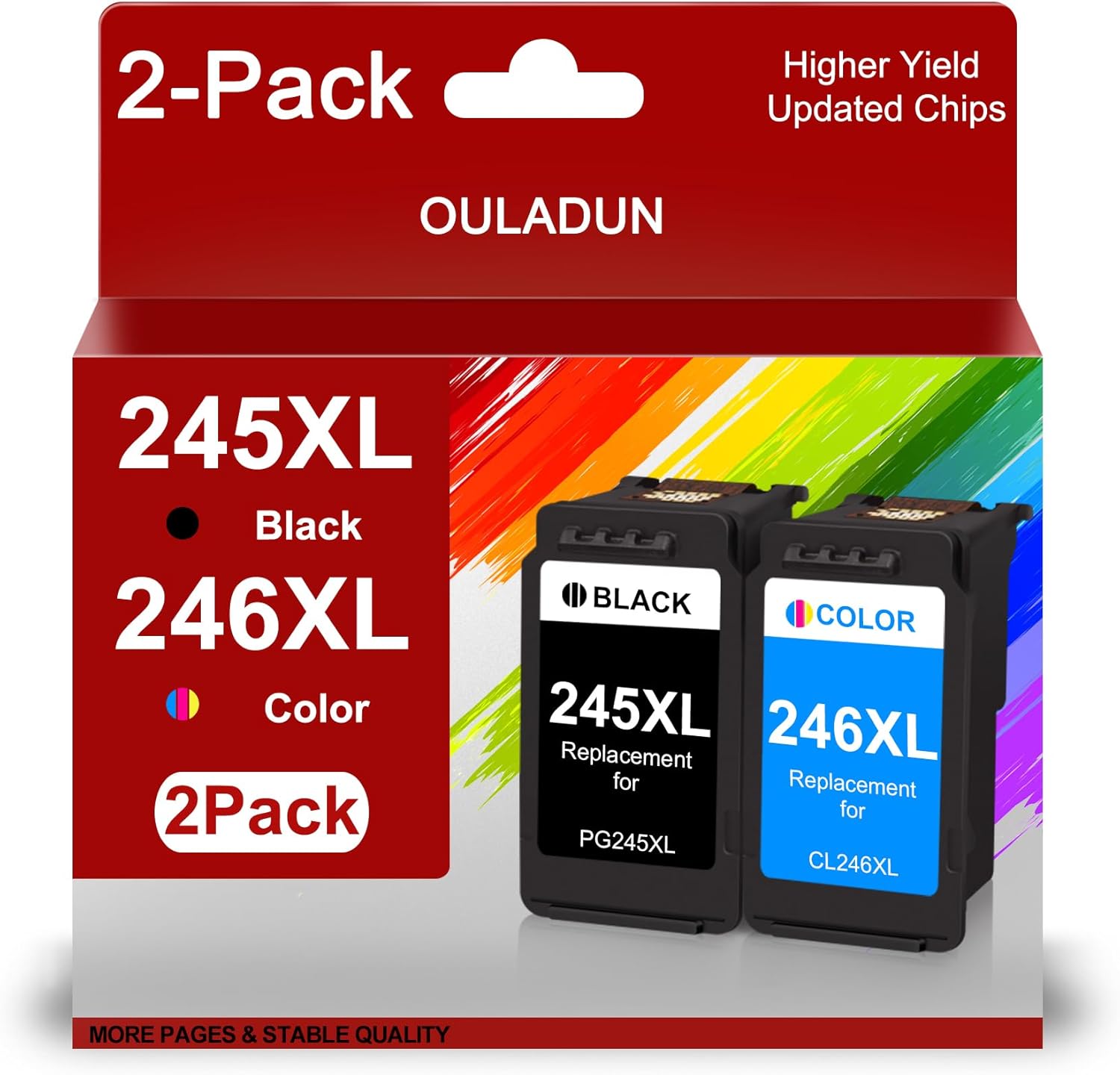 PG-245XL/CL-246XL Combo Pack Replacement for Canon 245XL 246XL Ink Cartridge for Pixma TR4520 TR4522 TS3122 TS3322 MG2522 MX490 MX492 Printer (Black, Tri-Color)