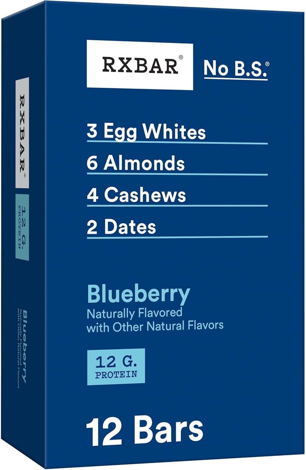 RXBAR Protein Bars, Protein Snack, Snack Bars, Blueberry, 22Oz Box (12 Bars)