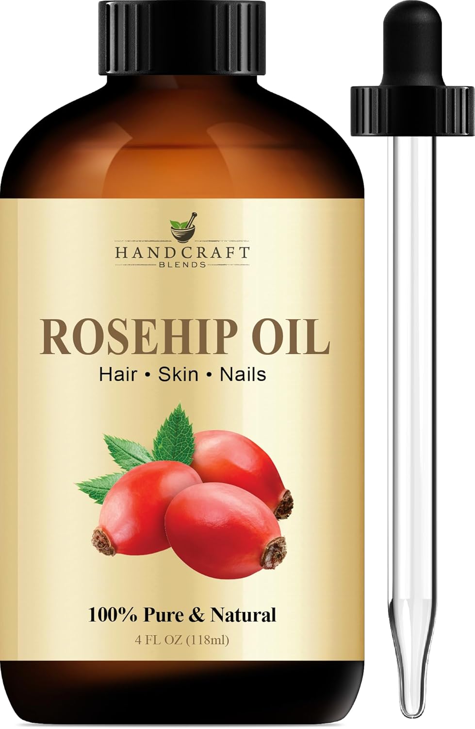 Handcraft Blends Rosehip Oil – 4 Fl Oz – 100% Pure and Natural – Premium Grade Oil for Face, Skin and Hair – Protect and Nourish – Carrier Oil