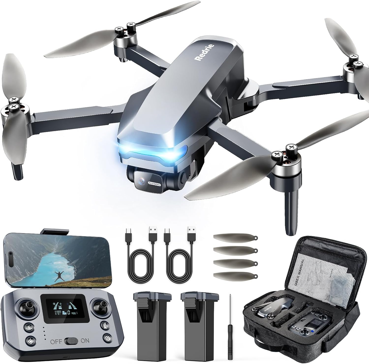 Drone with Camera 4K for Adults Beginners, Drone with GPS, Brushless Motor, Auto Return, Follow Me, Tap Fly, Circle Fly,One Key Start, 45 Mins Long Flight, Under 249g