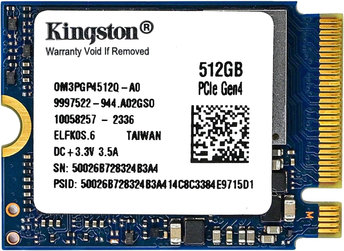 Kingston 512GB M.2 2230 PCIe Gen 4.0×4 NVMe SSD TLC NAND (Speeds up to 4700 MB/s) OM3PGP4512Q-A0 Compatible with Steam Deck Surface Ally Mini PCs