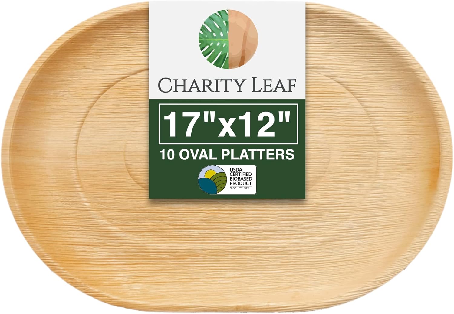 Disposable Palm Leaf 17″ x 12″ Trays (10 pieces) Bamboo Like Serving Platters, Disposable Boards, Eco-Friendly Dinnerware For Weddings, Catering, Events