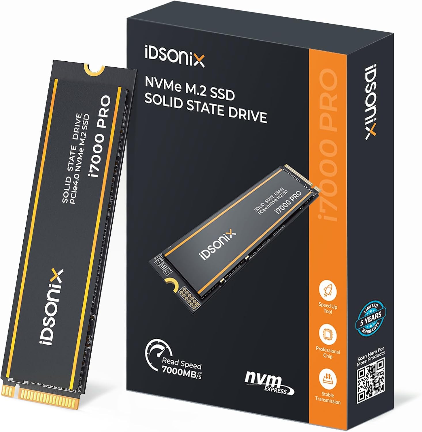 iDsonix i7000PRO M.2 SSD 1TB, PCIe Gen4X4, NVMe M.2 2280 SSD with 3D NAND Flash and Heatsink, Speeds Up to 7000 MB/s, Internal Solid State Drive Gaming SSD for PS5, PC, Laptop and Desktop