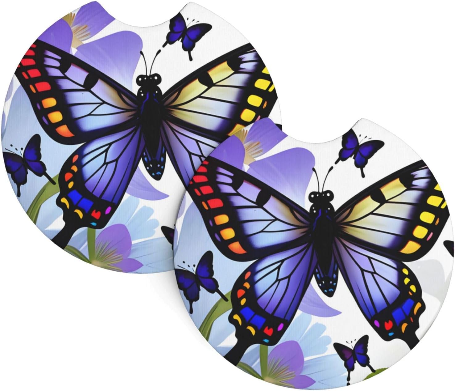 Phayah Flying Butterfly Car Coasters 2 Pack Protect Your Cup Holder Suitable for Daily Life and Outdoor Self-Driving New Car Gift