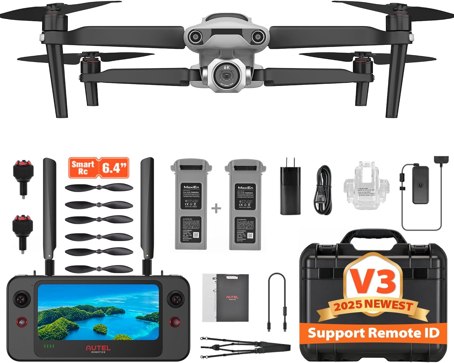 Autel Robotics EVO 2 PRO V3, Son-y 1″ CMOS Sensor & 12-Bit Image 6K HDR Video EVO II Pro V3 Rugged Bundle, Moonlight Algorithm 2.0, 40 Minutes, 15KM Transmission, 360° Obstacle, SkyLink 2.0