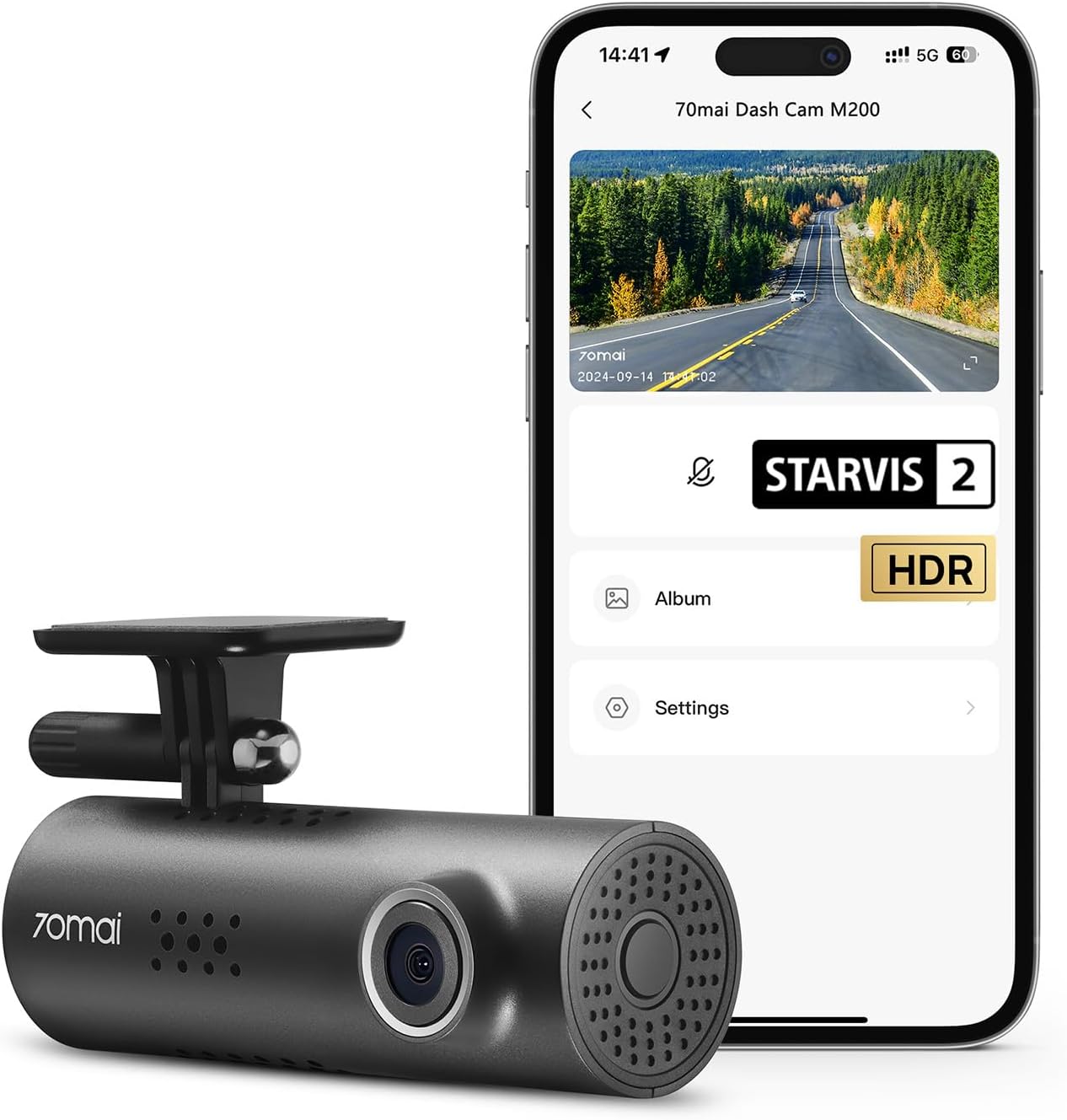 70mai Smart Dash Cam, 1080P FHD Dash Camera for Cars, Car Camera with Starvis 2 IMX662, HDR, WiFi, G-Sensor, Voice Control, APP, Loop Recording, Parking Monitor, Time-Lapse