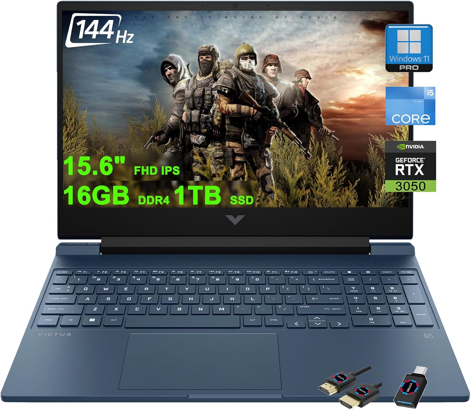 HP Victus 15 Gaming Laptop | 15.6″ FHD IPS Anti-Glare 144Hz | Intel 8-core i5-12450H (>i7-11800H) | 16GB DDR4 1TB SSD | GeForce RTX 3050 | Backlit B&O Fast Charging Win11Pro w/DLCA Accessory