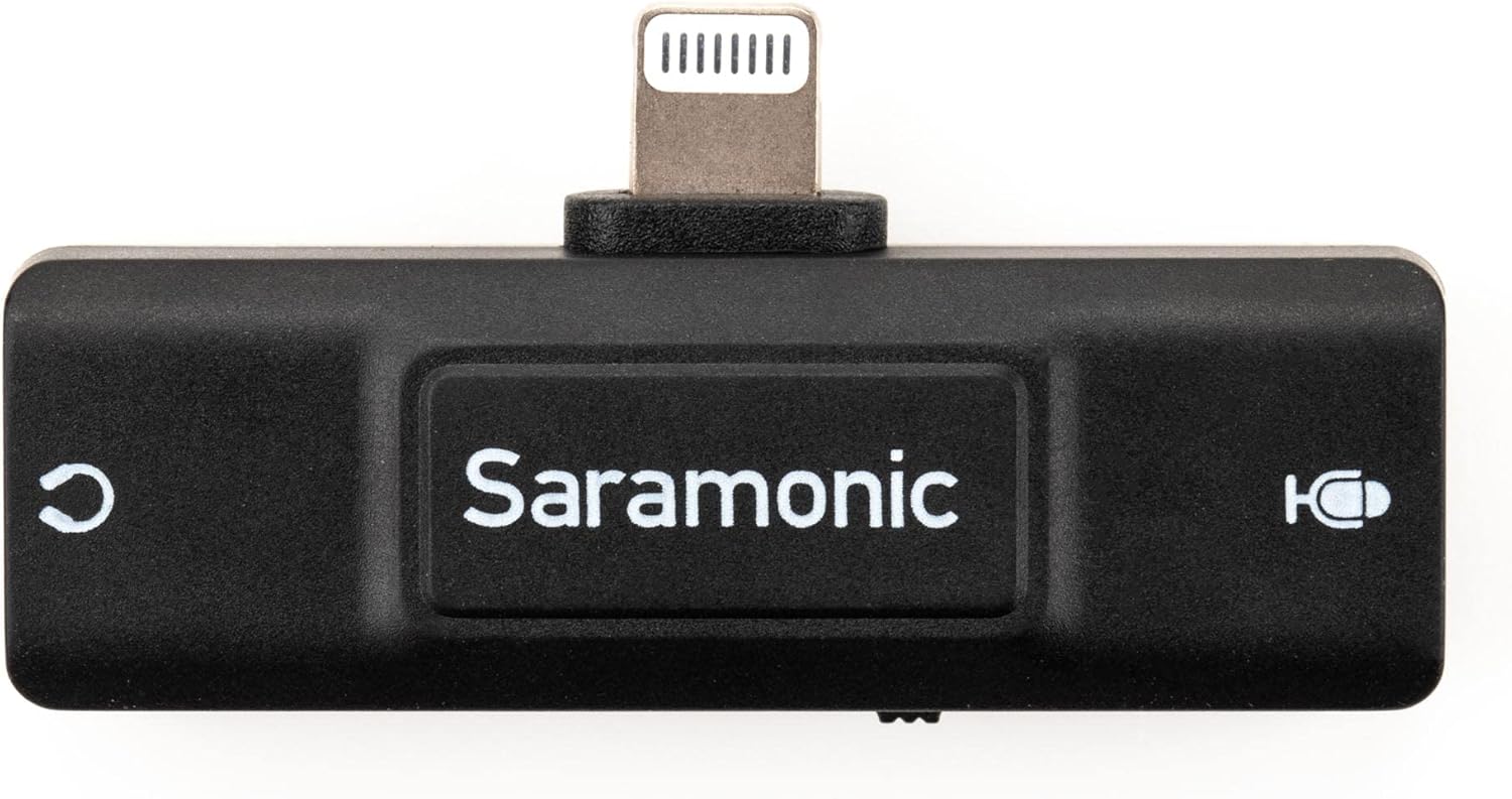 Saramonic SR-EA2D Lightning Audio Interface with 3.5mm TRS or TRRS Mic Input and 3.5mm Headphone Out for Apple iPhones and iPads with Lightning, Black