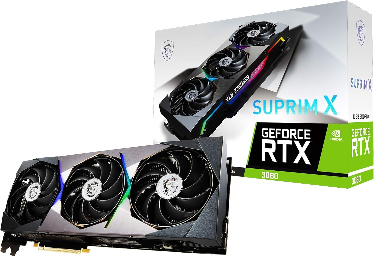 MSI Gaming GeForce RTX 3080 LHR 10GB GDRR6X 320-Bit HDMI/DP Nvlink Torx Fan 4 RGB Ampere Architecture Graphics Card (RTX 3080 Suprim X 10G LHR)