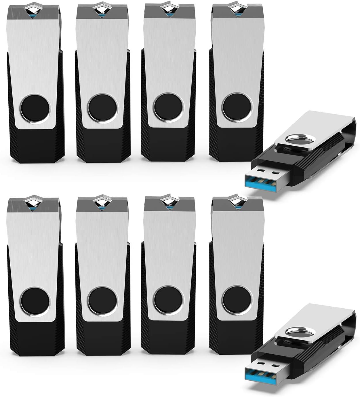 KEXIN USB 3.0 Flash Drive 64 GB 10 Pack Flash Drive 3.0 Thumb Drive Jump Drive Memory Stick Data Storage Pen Drive Black