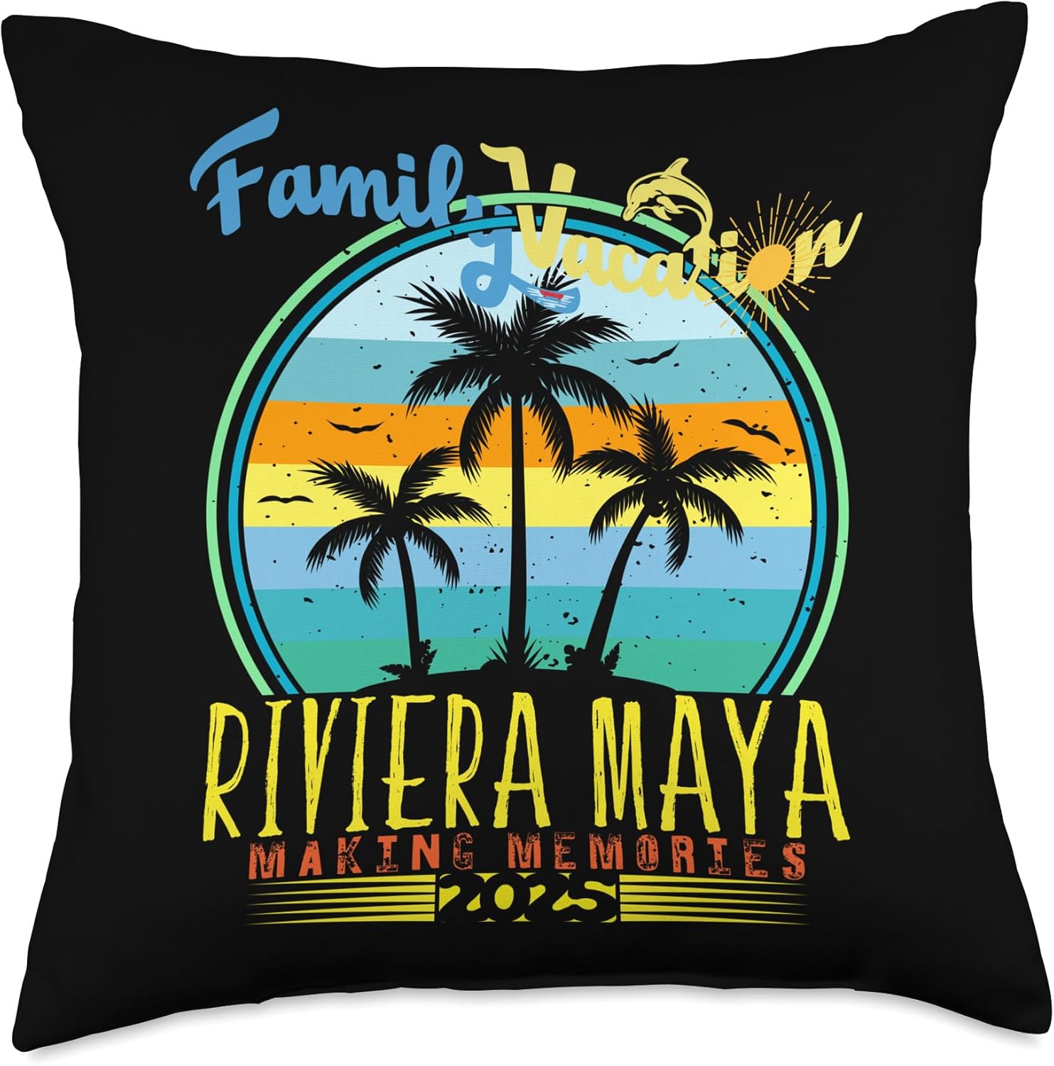 Family Riviera Maya Vacation 2025 Family Trip Friends Group Throw Pillow