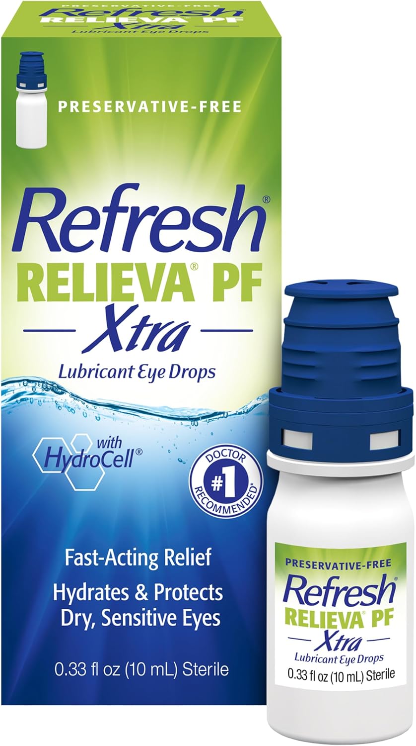 Refresh RELIEVA PF Xtra Preservative-Free Artificial Tears Lubricant Eye Drops, 0.33 fl oz (10 mL)