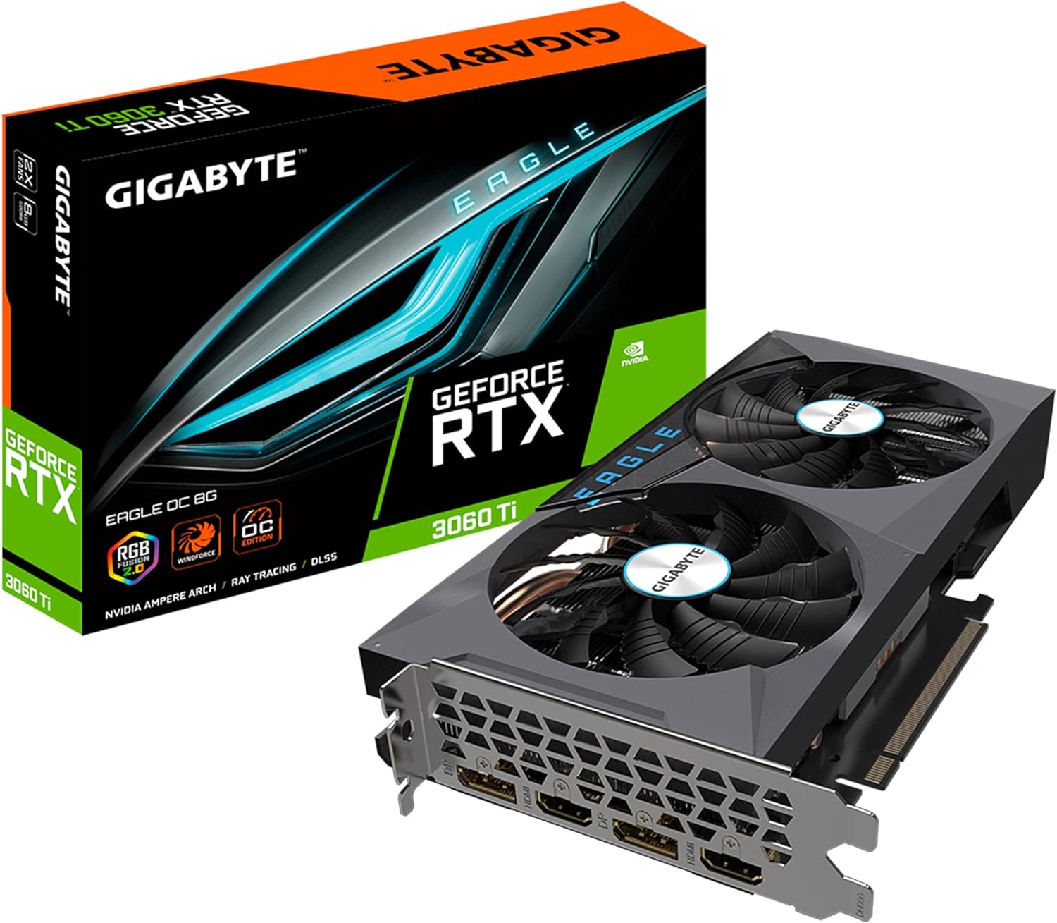 Gigabyte GeForce RTX 3060 Ti Eagle OC 8G (REV2.0) Graphics Card, 2X WINDFORCE Fans, LHR, 8GB 256-bit GDDR6, GV-N306TEAGLE OC-8GD REV2.0 Video Card