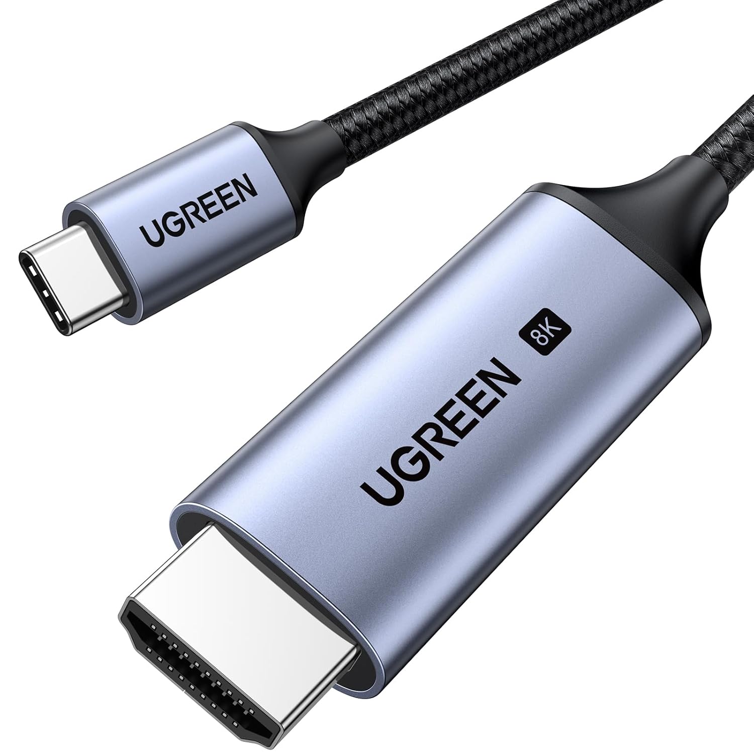 UGREEN USB C to HDMI 2.1 Cable 8K@60Hz 4K@240Hz 6.6FT Thunderbolt 4/3 to HDMI 48Gbps HDR HDCP2.3 Type C to HDMI Cord Compatible for MacBook Pro Air iPad, iPhone 16/15 Pro Max, Galaxy S24, Pixel 9, XPS