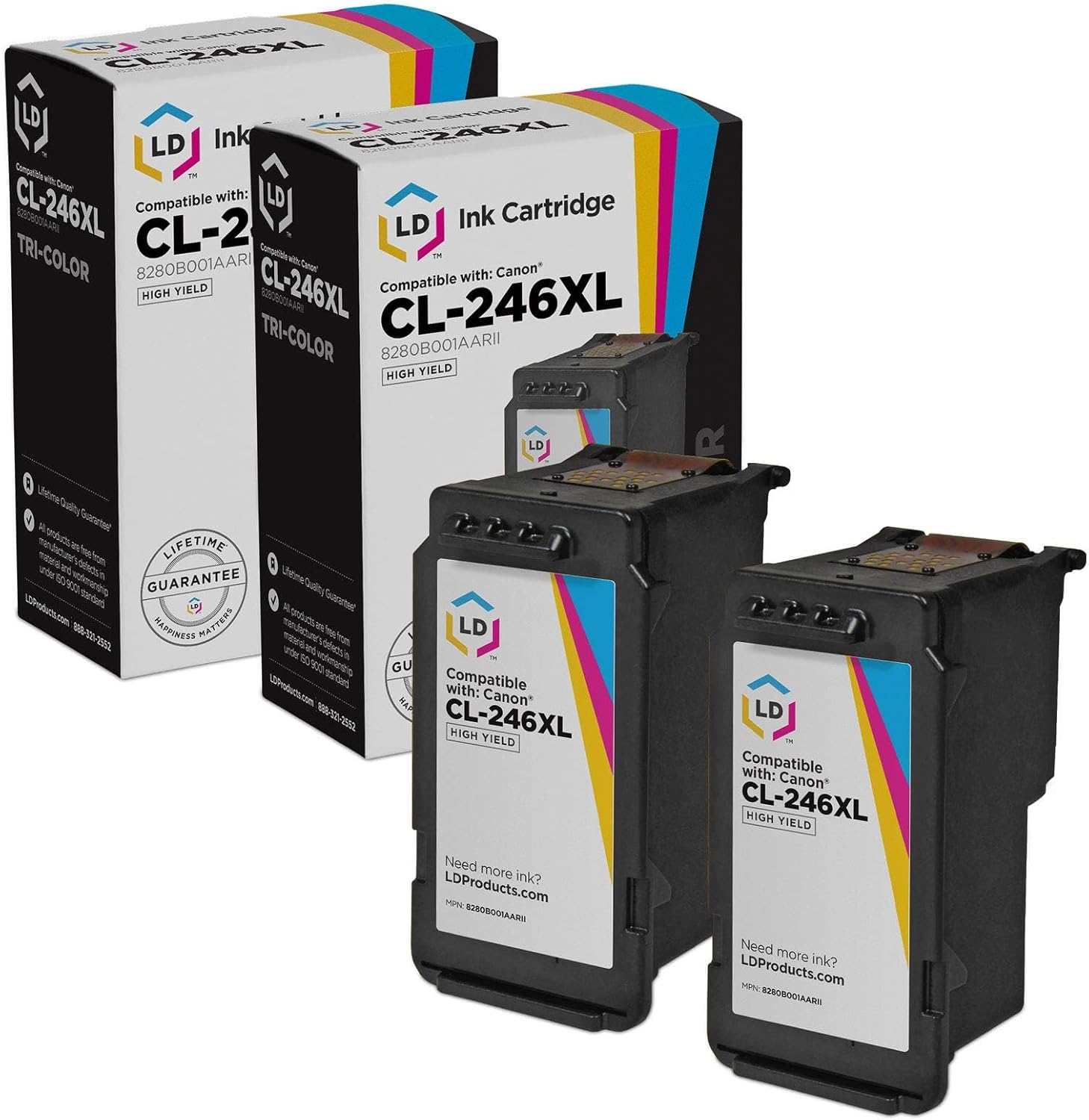 LD Products Remanufactured Ink Cartridge Replacement for Canon CL-246XL High Yield (Color, 2-Pack) Compatible with PIXMA Printers MG2420 MG2520 MG2525 MG2924 MG3022 TR4520 TS302 TS3129 TS3322 and more