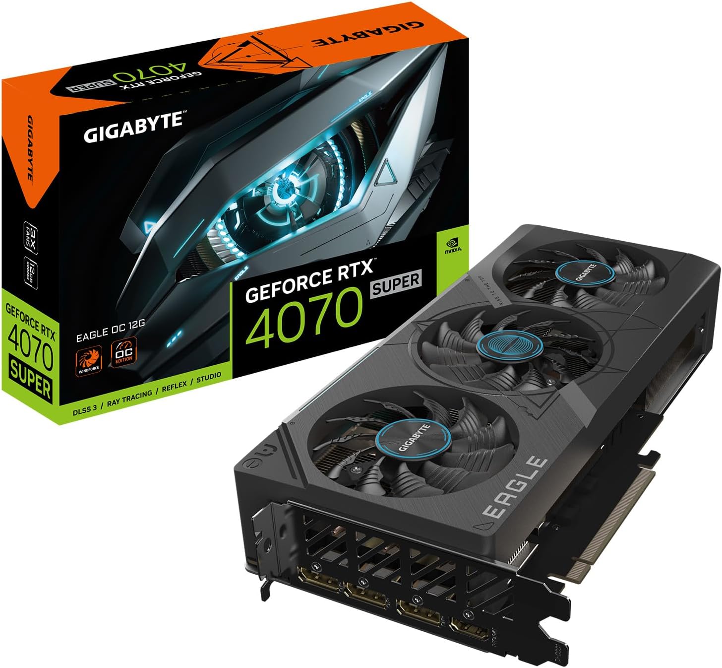 GIGABYTE GeForce RTX 4070 Super Eagle OC 12G Graphics Card, 3X WINDFORCE Fans, 12GB 192-bit GDDR6X, GV-N407SEAGLE OC-12GD​ Video Card