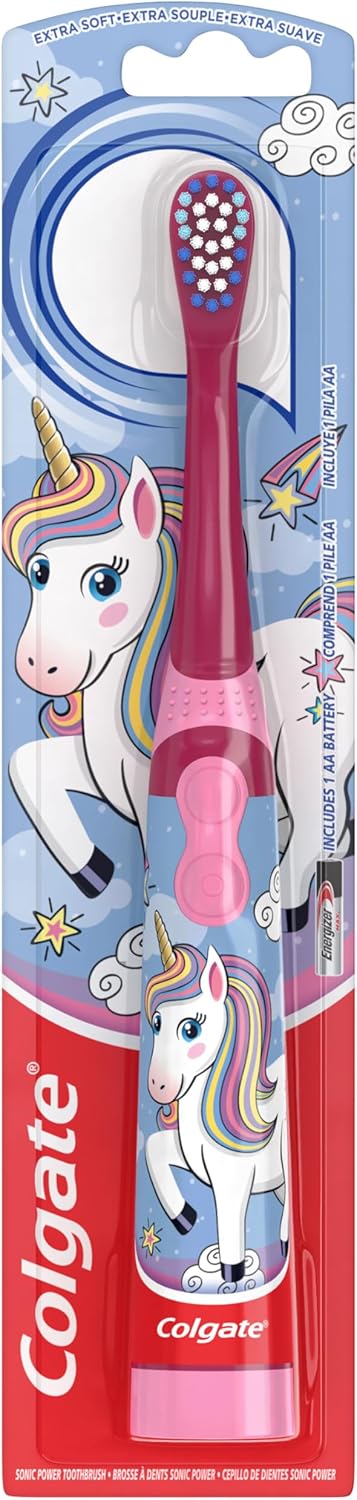 Colgate Kids Battery Powered Toothbrush, Unicorn, Extra Soft Toothbrush, Ages 3 and Up, 1 Pack