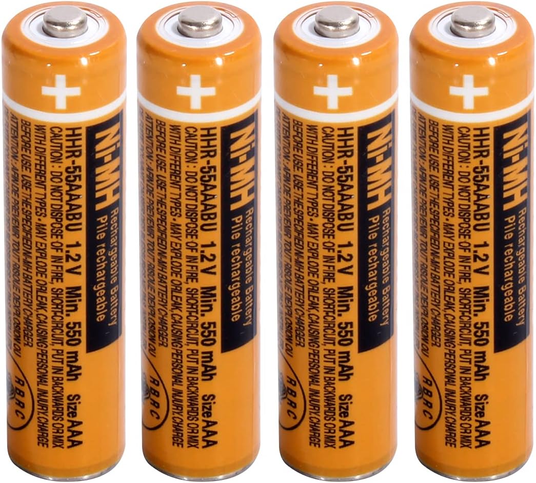 NI-MH AAA Rechargeable Battery 1.2V 550mah 4-Pack hhr-55aaabu AAA Batteries for Panasonic Cordless Phones, Remote Controls, Electronics