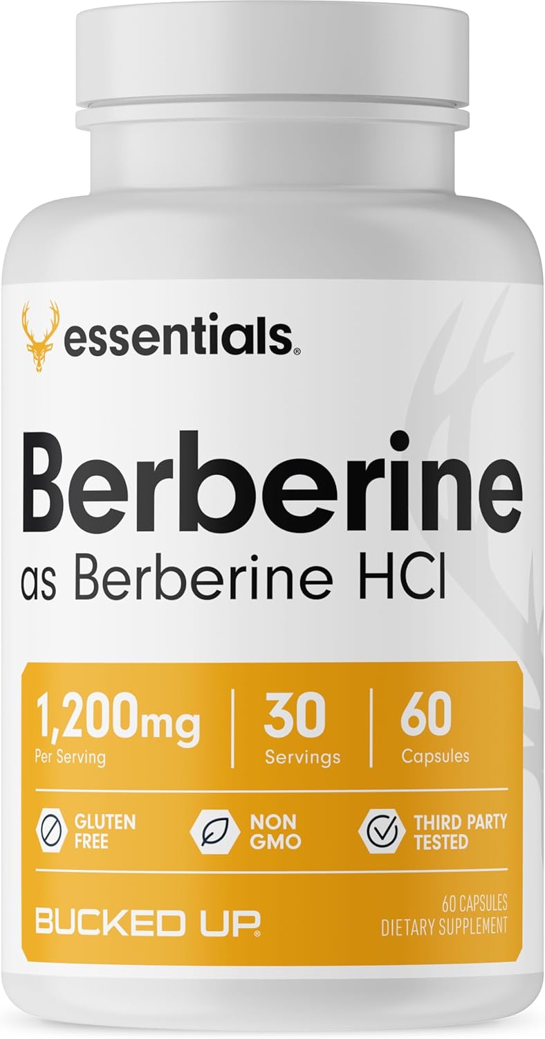 Bucked Up Berberine HCI 1200mg Per Serving, Essentials (30 Servings, 60 Capsules)