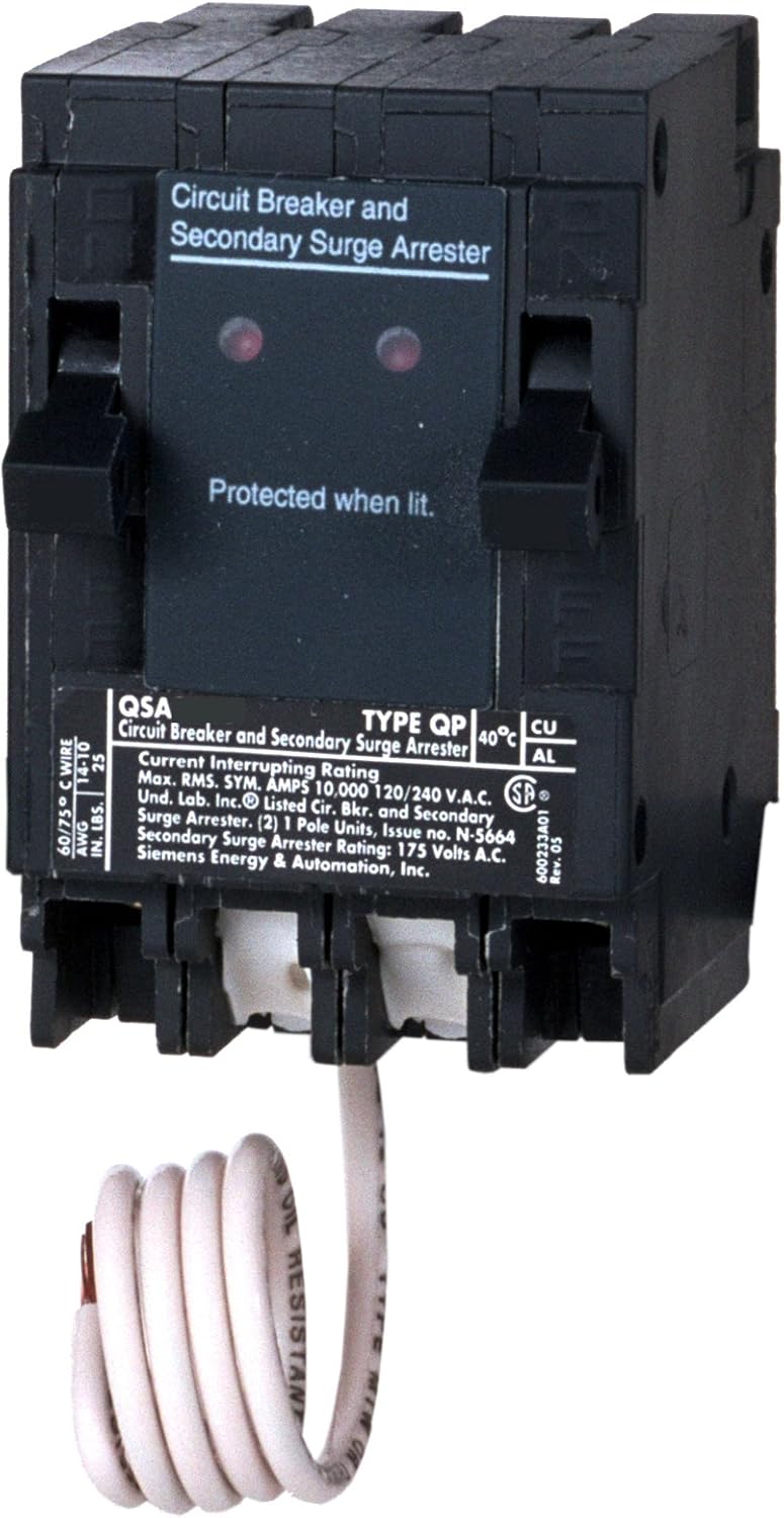 Siemens QSA1515SPD Whole House Surge Protection with Two 15-Amp Circuit Breakers for Use Only on Siemens Panels