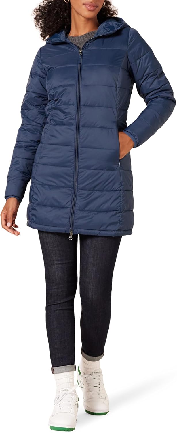 Amazon Essentials Women’s Lightweight Full-Zip Water-Resistant Hooded Puffer Coat (Available in Plus Size)