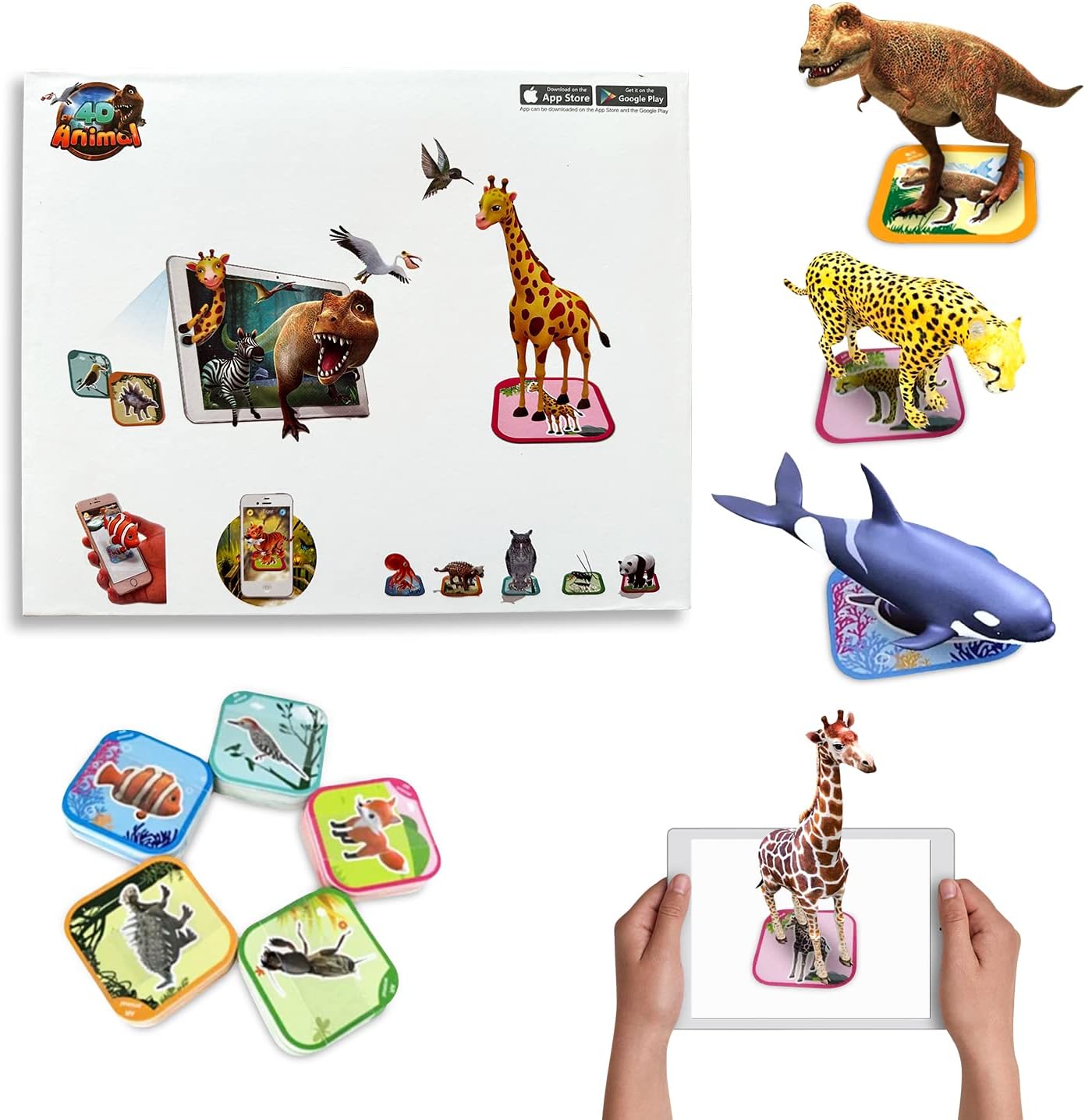 Augmented Reality Flashcards – 4D Animal Flash Cards for Interactive Learning – 100-Pcs Learning Animal Cards with Real-Time Animations – Science-Based Learning for Toddlers, Preschool Kids