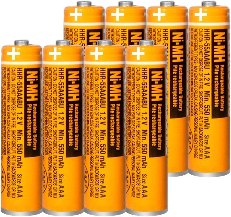 8 Pack HHR-55AAABU NI-MH Rechargeable Battery for Panasonic 1.2V 550mAh AAA Battery for Cordless Phones