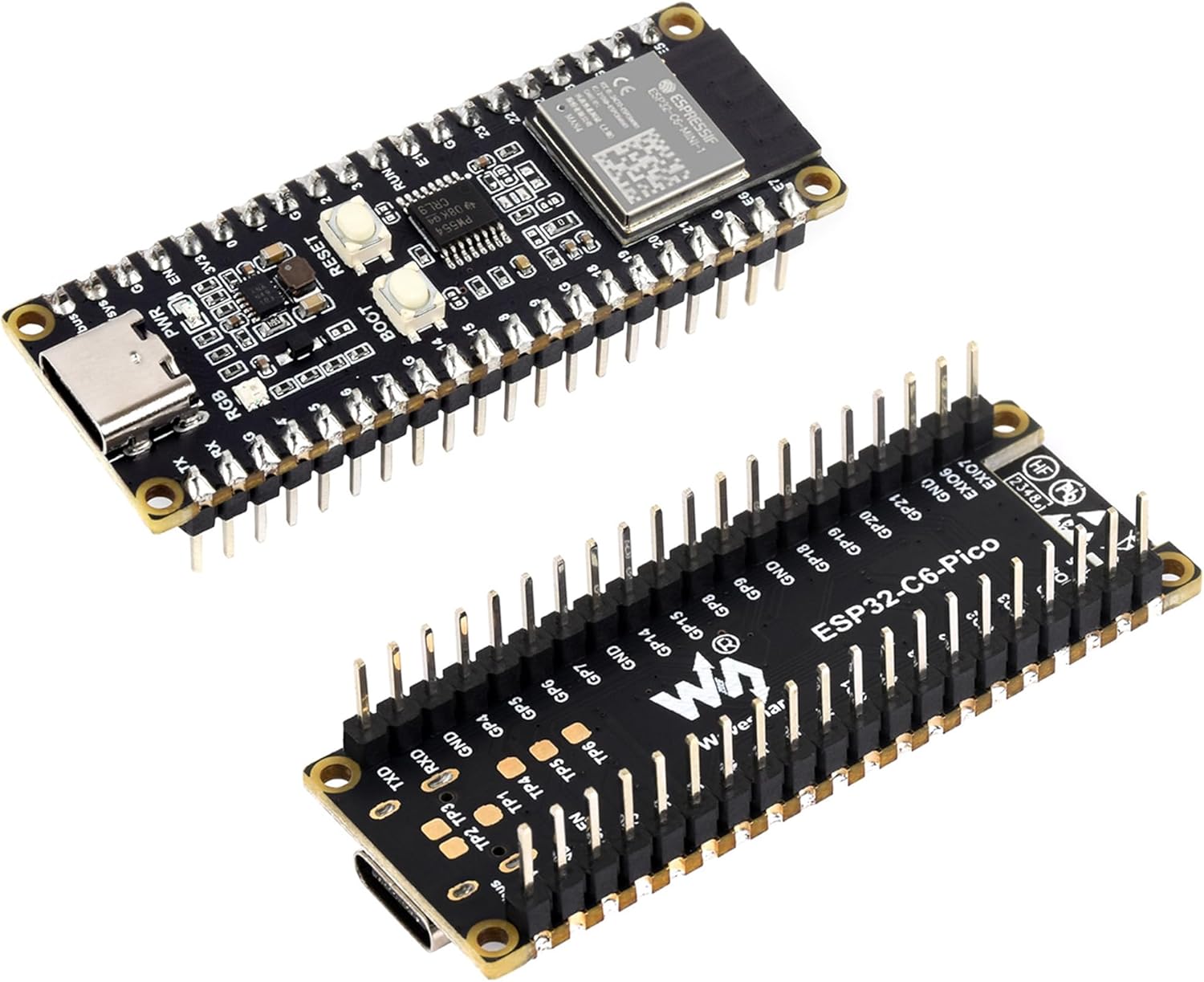 ESP32-C6 Microcontroller W-i-F-i 6 Development Board with Pre-soldered Header RISC-V 32-bit Single-core Processor 160MHz Support W-I-F-I 6 and BLE 5 Support RPi Pico Expansion Boards for AIoT