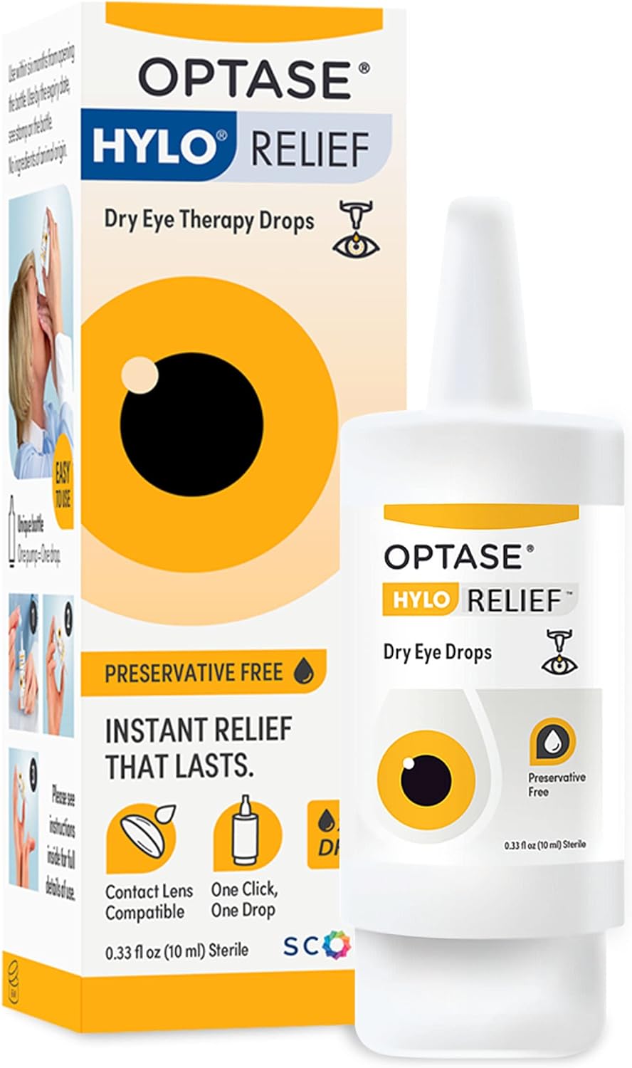 OPTASE HYLO Relief Dry Eye Drops – Fast-Acting Preservative Free Eye Drops for Dry Eyes – with Patented HYLO Delivery System – Artificial Tears for Mild to Moderate Dry Eye Relief – .33 Oz, 300 Doses