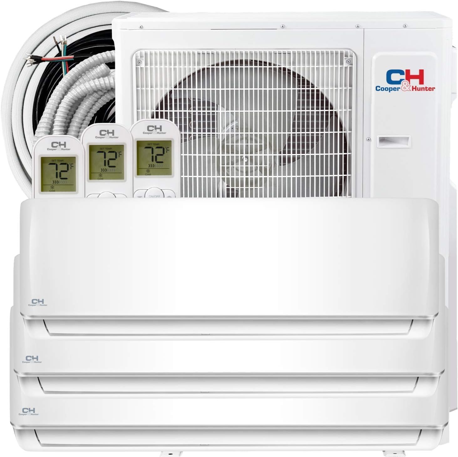 Cooper & Hunter 28000 BTU Tri 3 Zone 9000 9000 12000 Ductless Mini Split Air Conditioner Heat Pump Heater Full Set with 25ft Installation Kits