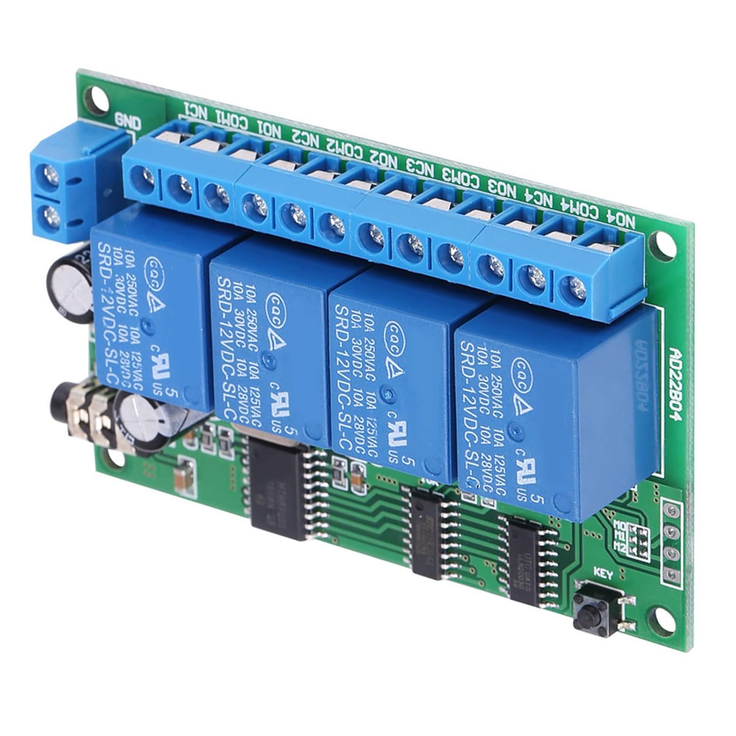 4 Channel Relay, 4 Channel DTMF Tone Decoder, AD22B04 12V Decoder Relay, Phone Remote Control PLC Module for DIY, Current Monitoring Relays