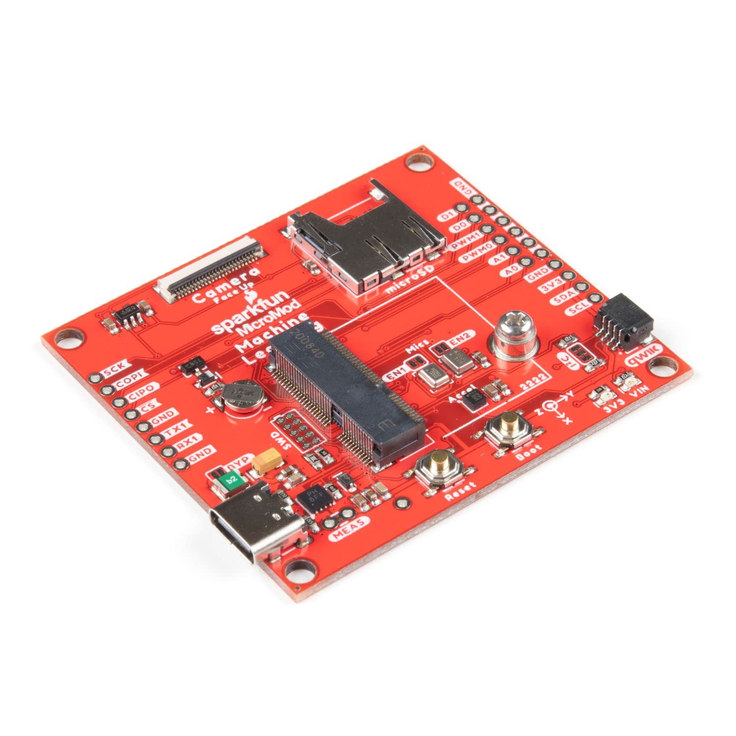 SparkFun MicroMod Machine Learning Carrier Board – On Board Accelerometer Qwiic Port Explore Voice Recognition Always-on Voice Commands Gesture Image Recognition