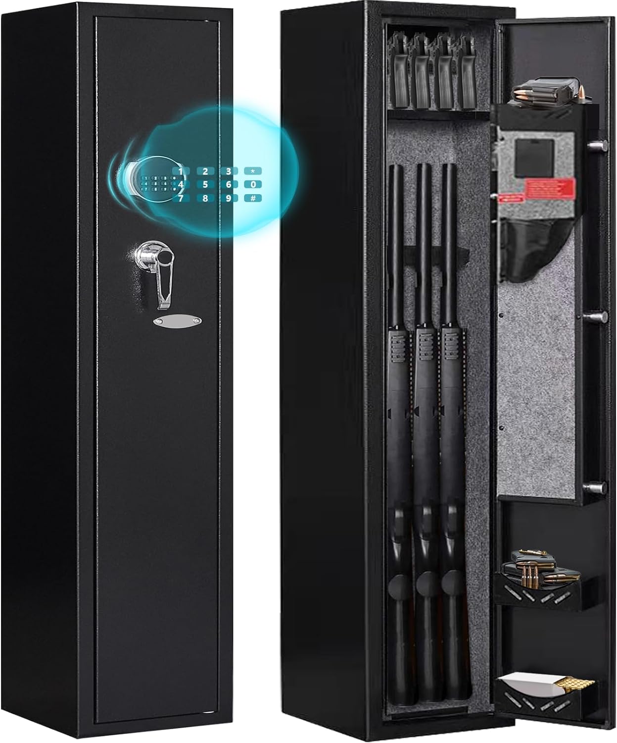 KAER 2-Gun Safes for Home Rifle and Pistols Electronic Gun Security Cabinet Quick Access Gun Rifle Gun Security Cabinet Safes Gun Cabinet for Shotguns with Built-in Removable Storage Shelf-1.73