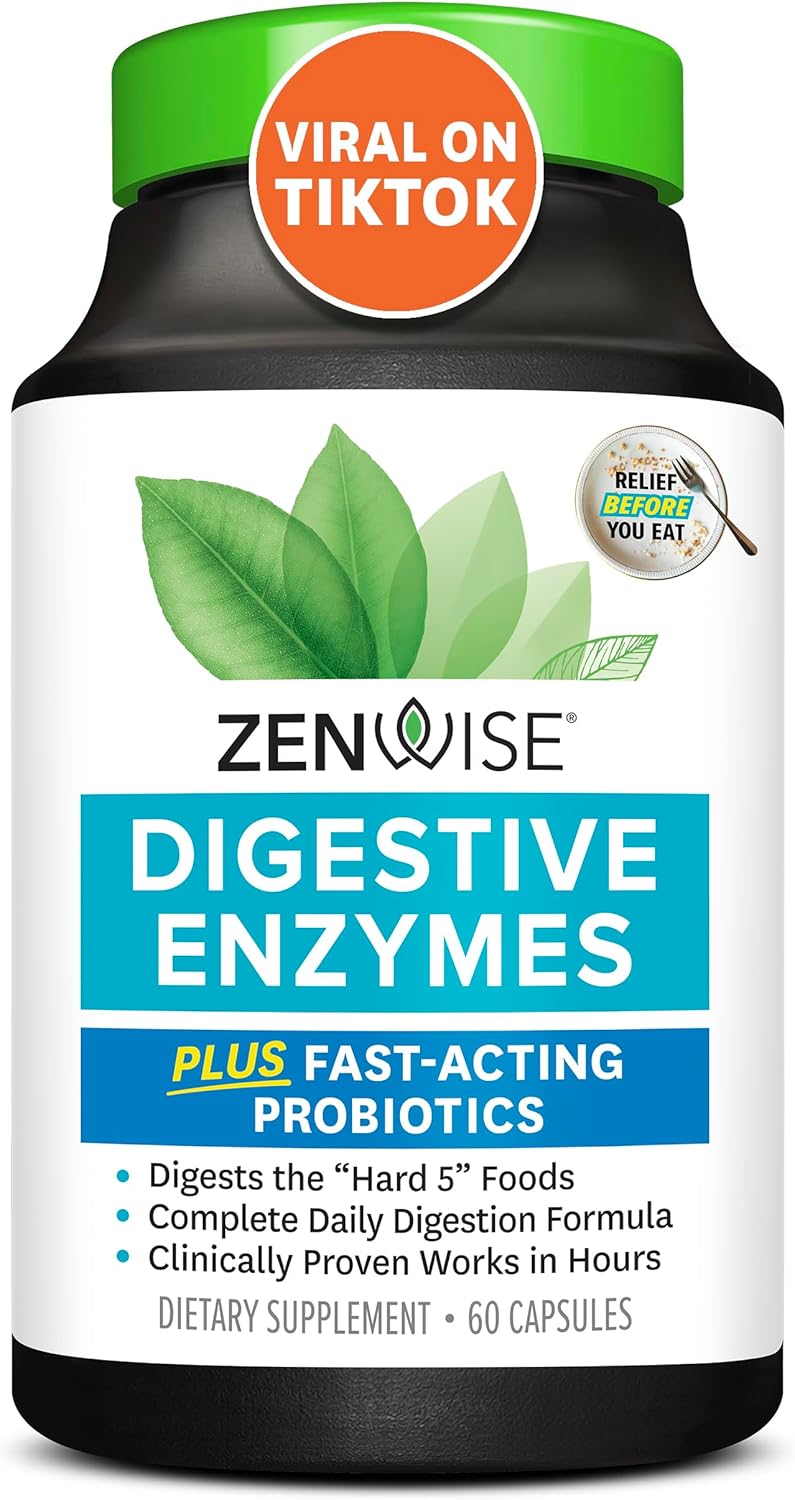 Zenwise Health Digestive Enzymes for Gut Health – Probiotic Multi Enzymes with Prebiotics and Probiotics for Women and Men for Digestive Health and Bloating Relief, Daily Enzymes for Digestion -60 CT