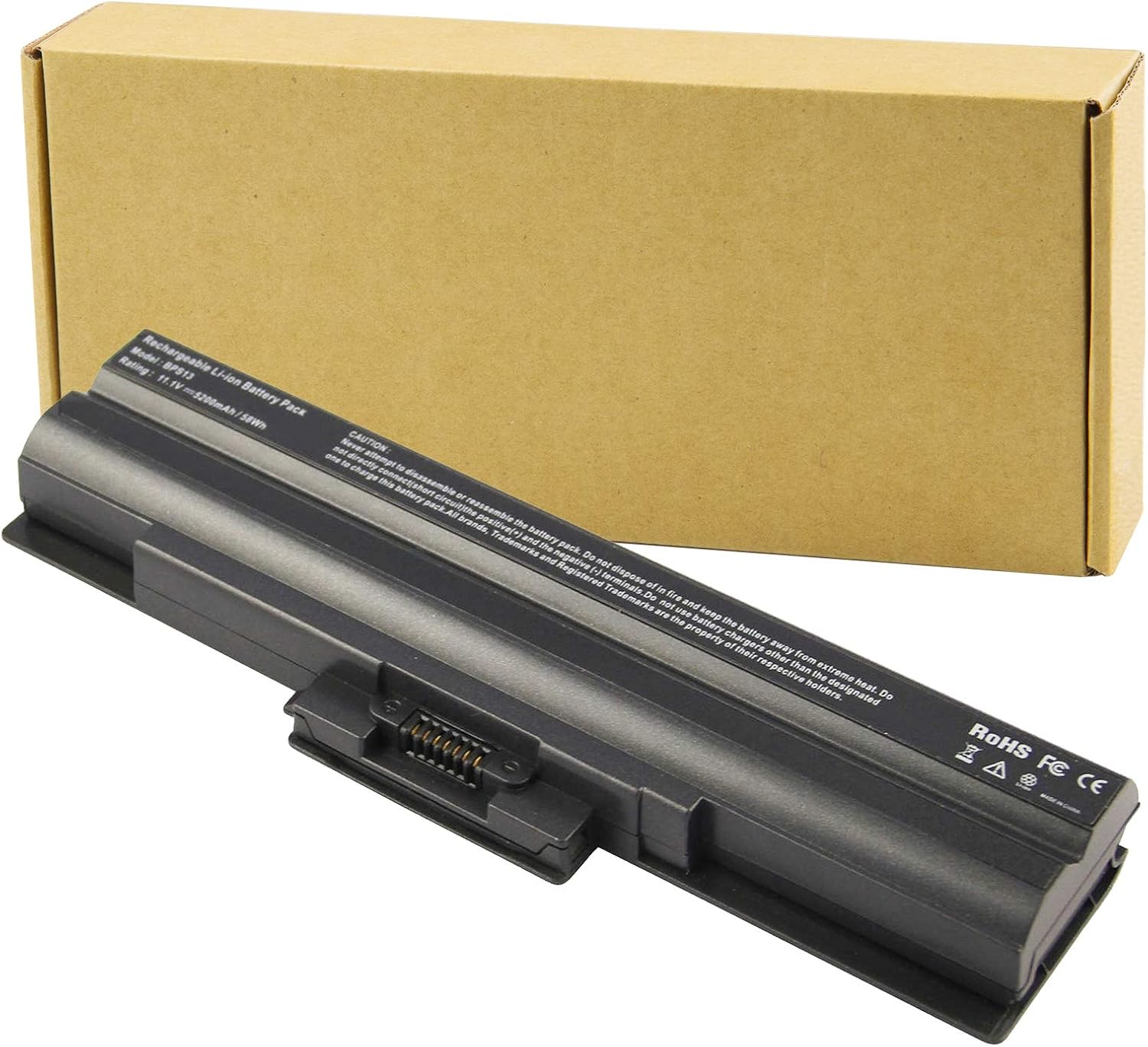 Futurebatt Laptop Battery fit Sony Vaio VGP-BPS13 VGP-BPS13A VGP-BPS13A/B VGP-BPS13B/S VGP-BPL13 VGP-BPS21 VGP-BPS21A VGP-BPS21B PCG-81214L PCG-81114L – [Black 6 Cells 11.1V 5200mAh]