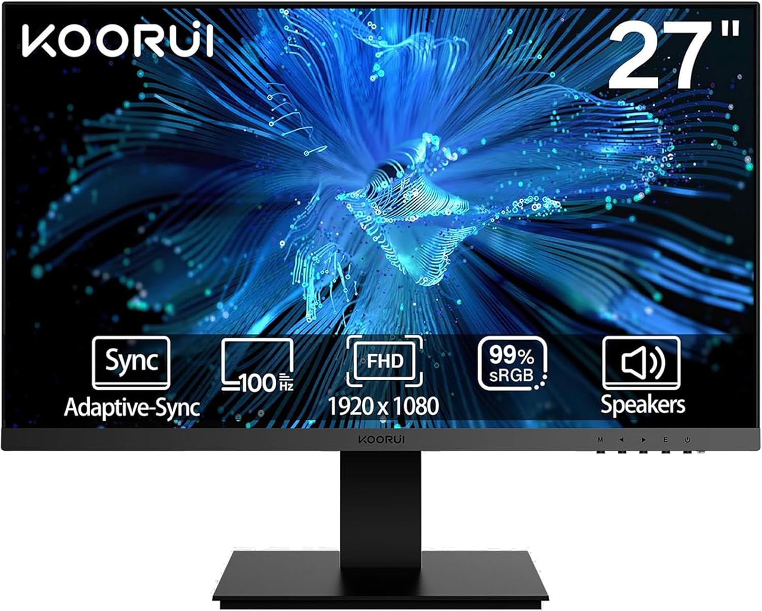 KOORUI 27-inch FHD Computer Monitor, 100Hz Full HD(1920 x 1080) Gaming Monitor with Speakers, HDMI,VGA & Audio Port, FreeSync, Tilt Adjustable, VESA Mountable, Zero-Frame, Black