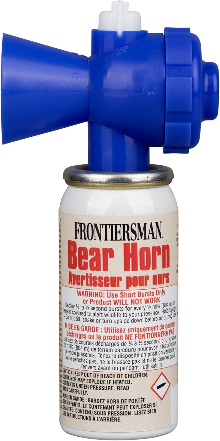 SABRE Frontiersman Bear Horn, Extremely Loud 115dB Sound Heard Up to ½ Mile (805 m) Away, 60 1/4-Second Bursts, Warn Bears & Give Them a Chance to Leave, On/Off Feature, Compact Size for Easy Carry