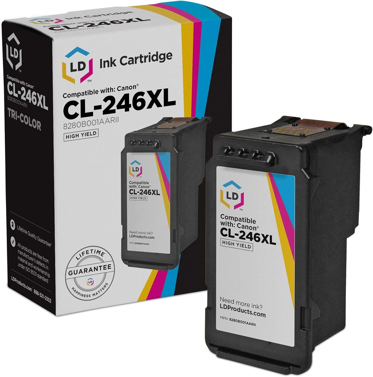 LD Remanufactured Ink Cartridge Replacement for Canon CL-246XL High Yield (Color) Compatible w PIXMA MG2420 MG2520 MG2525 MG2555 MG2924 MG3022 TR4520 TR4522 TS202 TS302 TS3122 TS3129 TS3322 and More