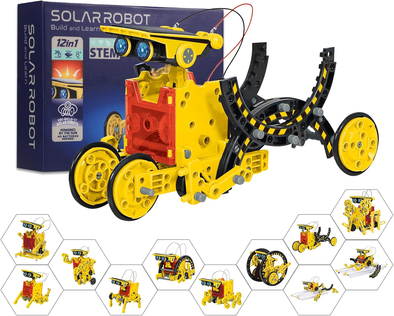 AESGOGO STEM Projects for Kids Ages 8-12, Solar Robot Science Building Kits, Birthday Gifts for 8 9 10 11 12-16 Year Old Boys Girls Teens, Robotics Powered by Sun or Battery(Not Include).